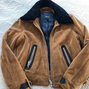 Maje Suede leather bomber jacket